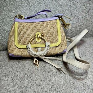 See by Chloé Joan Mini Hobo Straw Bag Leather Trim